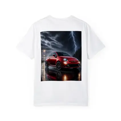 Fiat Abarth Red Car Stormy Night Rain