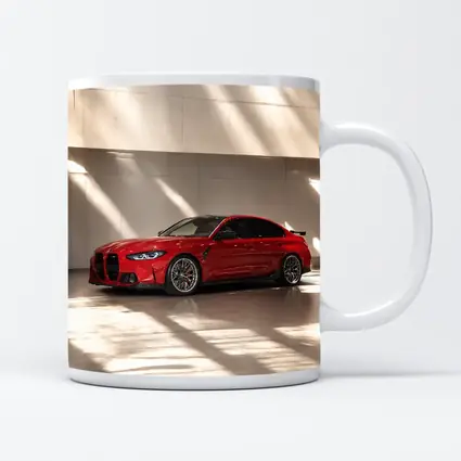 BMW M3 Red Sedan Indoor Garage Setting
