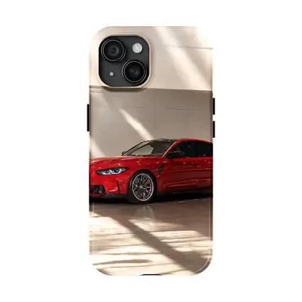 BMW M3 Red Sedan Indoor Garage Setting