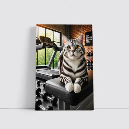 American Shorthair Cat Sitting in Gym