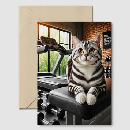 American Shorthair Cat Sitting in Gym
