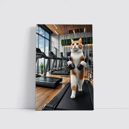 Orange Cat Lifting Dumbbells In Gym