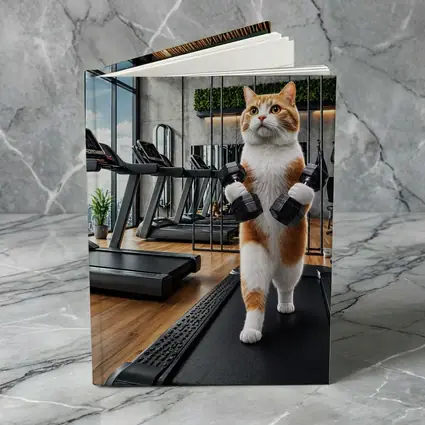 Orange Cat Lifting Dumbbells In Gym