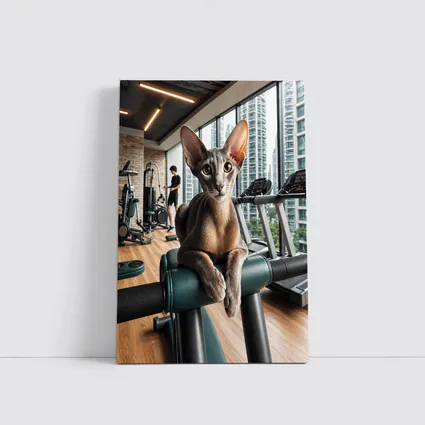 Oriental Shorthair Cat Relaxing in Gym