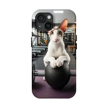 Oriental Shorthair Cat Lifting Weights Gym