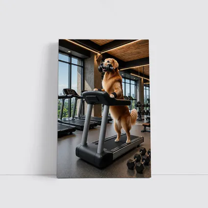 Golden Retriever Working Out In Gym