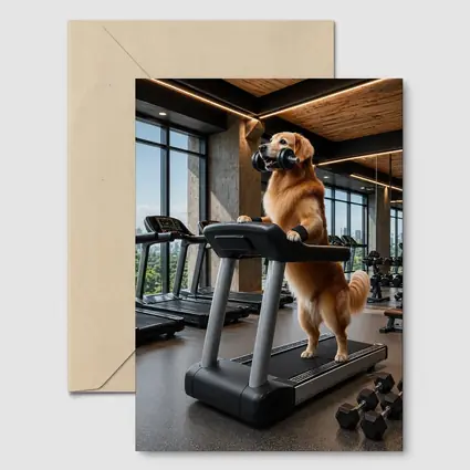 Golden Retriever Working Out In Gym