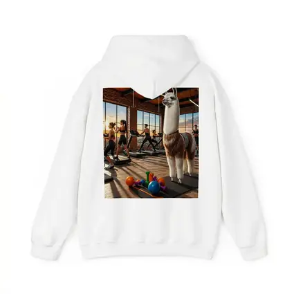 Llama Standing in Busy Fitness Gym