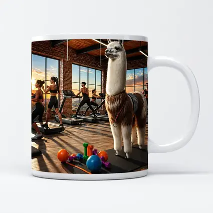 Llama Standing in Busy Fitness Gym