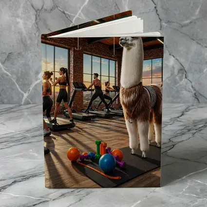 Llama Standing in Busy Fitness Gym