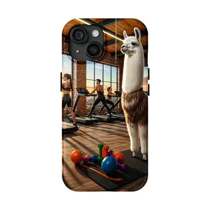Llama Standing in Busy Fitness Gym