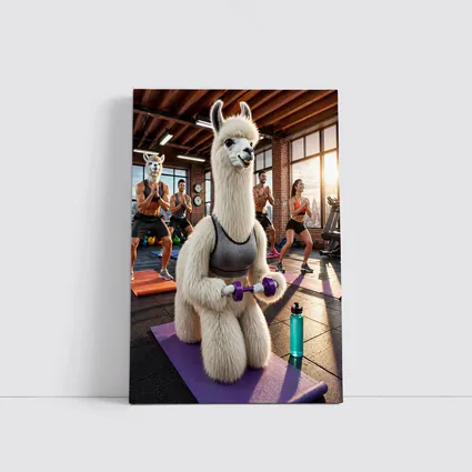 Llama Lifting Weights In Fitness Gym