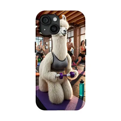 Llama Lifting Weights In Fitness Gym