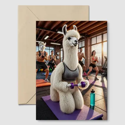Llama Lifting Weights In Fitness Gym