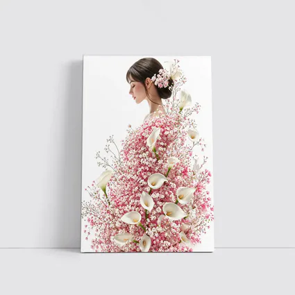 Woman Silhouette Pink Calla Lily Floral Art