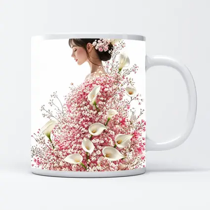 Woman Silhouette Pink Calla Lily Floral Art