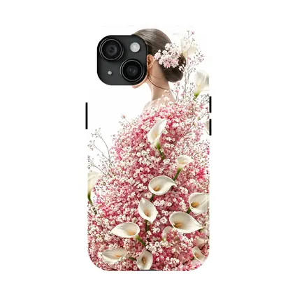 Woman Silhouette Pink Calla Lily Floral Art