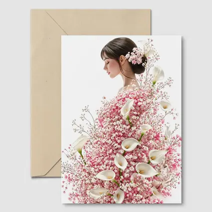 Woman Silhouette Pink Calla Lily Floral Art