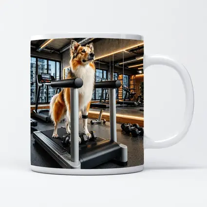 Collie Dog Standing on Gym Treadmill