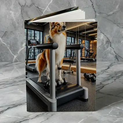 Collie Dog Standing on Gym Treadmill