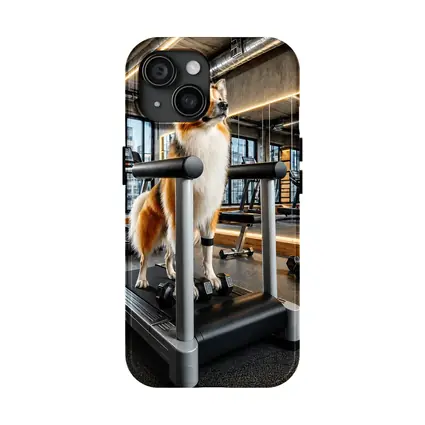 Collie Dog Standing on Gym Treadmill