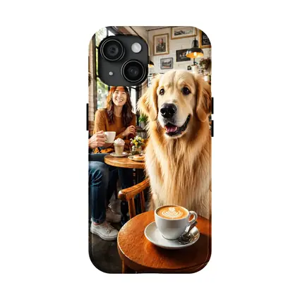 Golden Retriever Dog Relaxing in Coffee Shop