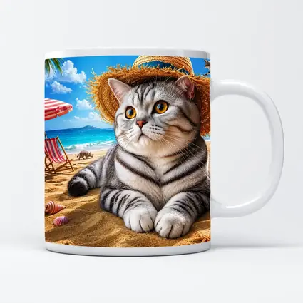 American Shorthair Cat Beach Summer Straw Hat