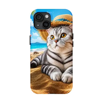 American Shorthair Cat Beach Summer Straw Hat