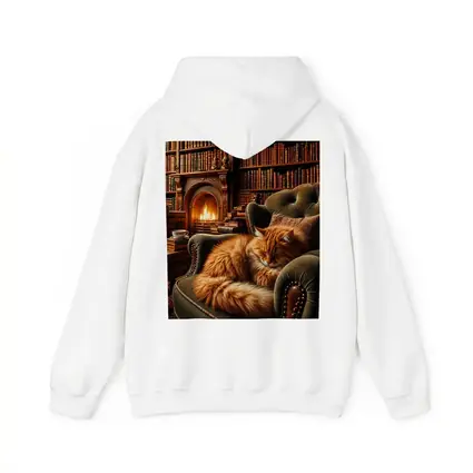Orange Cat Sleeping in Cozy Library Armchair