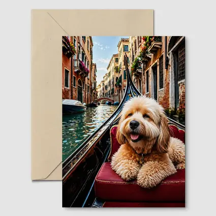 Goldendoodle Dog Riding Gondola Venice Canal
