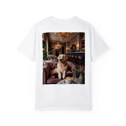 Golden Retriever Relaxing in Elegant Cafe