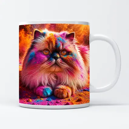 Himalayan Cat Covered in Colorful Holi Powder