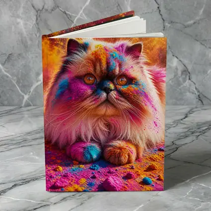 Himalayan Cat Covered in Colorful Holi Powder
