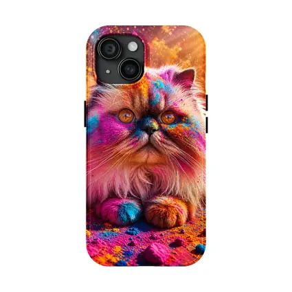 Himalayan Cat Covered in Colorful Holi Powder