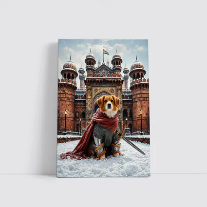 Knight Dog Warrior Indian Palace Winter Scene