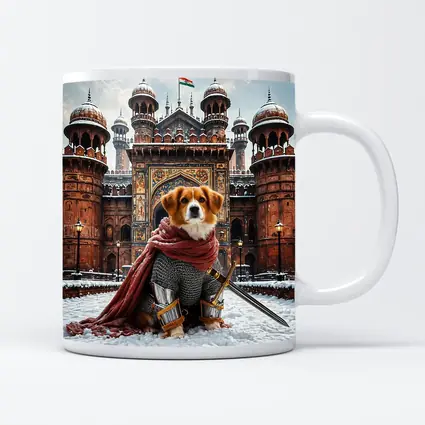 Knight Dog Warrior Indian Palace Winter Scene