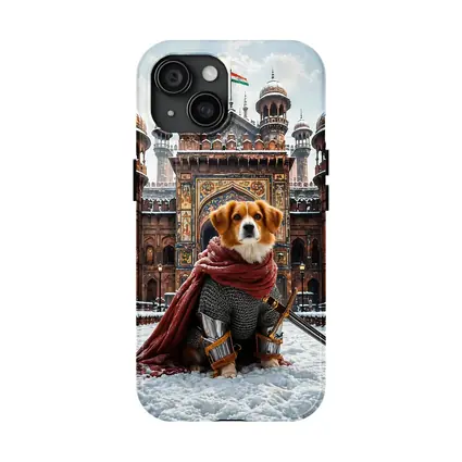 Knight Dog Warrior Indian Palace Winter Scene