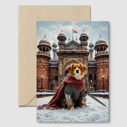 Knight Dog Warrior Indian Palace Winter Scene