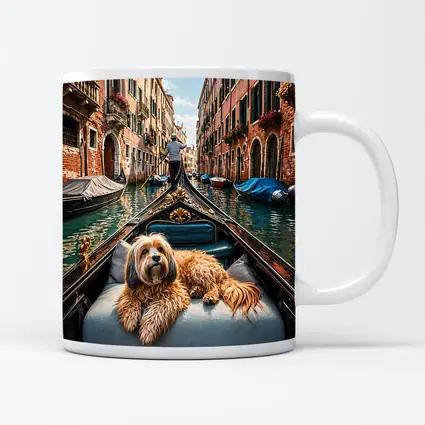 Fluffy Dog Riding Gondola Venice Canal