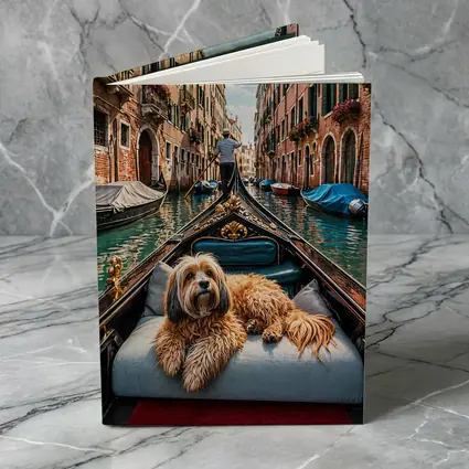 Fluffy Dog Riding Gondola Venice Canal