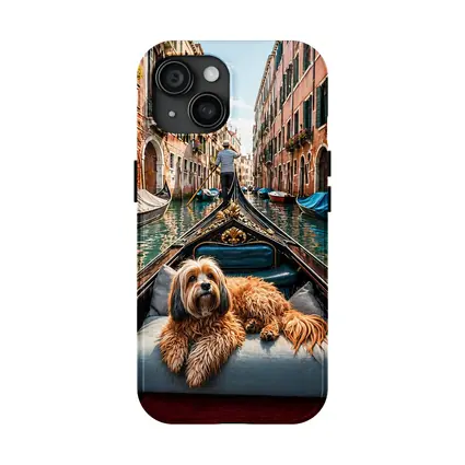 Fluffy Dog Riding Gondola Venice Canal