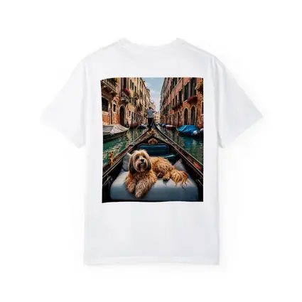 Fluffy Dog Riding Gondola Venice Canal