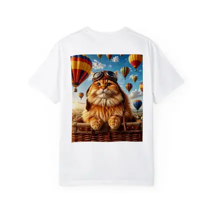 Fluffy Pilot Cat Hot Air Balloons Sky