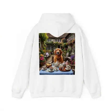 Golden Retriever Afternoon Tea Cottage Garden