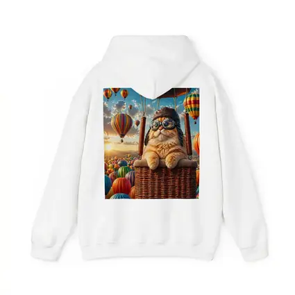 Orange Cat Pilot Hot Air Balloon Sky