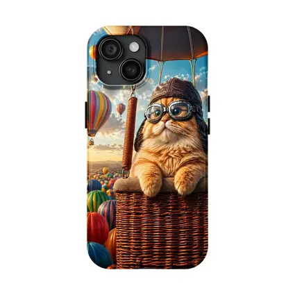 Orange Cat Pilot Hot Air Balloon Sky