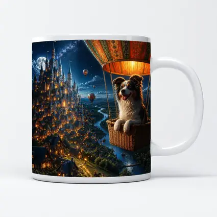 Border Collie Hot Air Balloon Fantasy Castle
