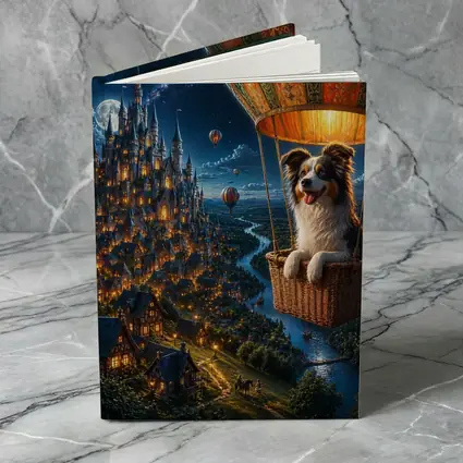 Border Collie Hot Air Balloon Fantasy Castle
