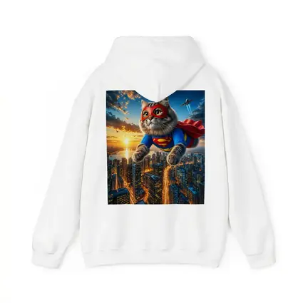 Ragdoll Superhero Cat Flying Over City