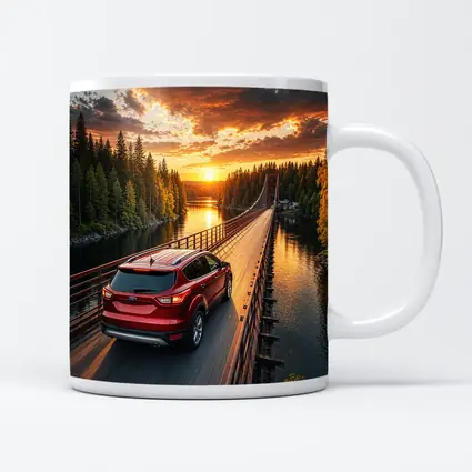 Ford Escape Red SUV Bridge Sunset